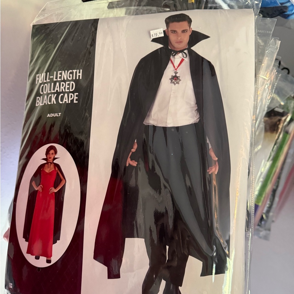 Full-Length Collared Black Cape, Halloween costume